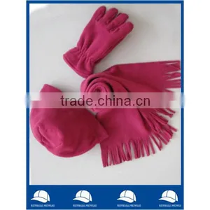 Wholesale China Manufacturer Supplier Custom Logo New Product for 2015 Fashion Women Fleece Hat Scarf Gloves Winter Sets thumbnail-1