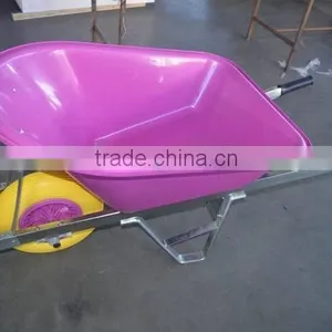Commercial Pink Poly Tray Wheelbarrow With Single Wheel thumbnail-2