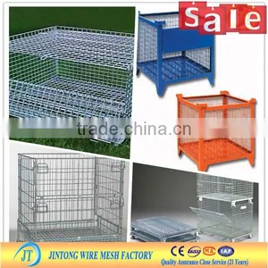 Foldable Steel Pallet Cage, Stackable Wire Container for Warehouse Storage (manufacturer) thumbnail-1