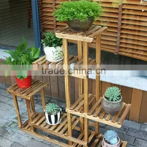 OEM Custom Wooden Commercial Plant Flower Pot Rack for Home and Garden thumbnail-3