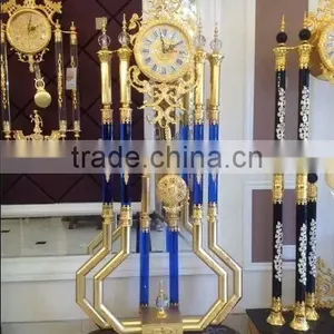 Solid Gilt Copper Floor Clock, Ornate Design Pendulum Clock, 24K Gold Plated Decoration Clock thumbnail-4
