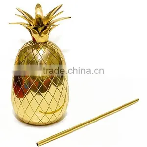 Copper & Brass Pineapple Mug, Cocktail Mug With Straw 20 Ounc thumbnail-2