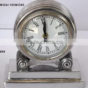 Round Cast Alumnium Table Clock One a Base Other Finishes Available thumbnail-1