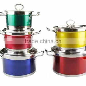 Colorful Stainless Steel Induction Bottom Soup Pot Cooking Pot Set thumbnail-1