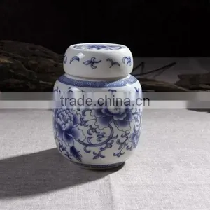 Chinese Style Blue and White Antique Chinese Cremation Urn thumbnail-1