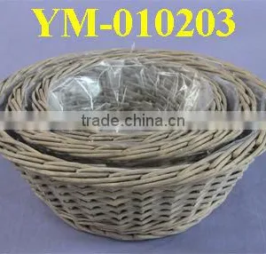 Wicker Basket Planter With Plastic Liner thumbnail-1