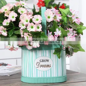 Oval Colour Painted Metal Flower Planter With Handles thumbnail-2