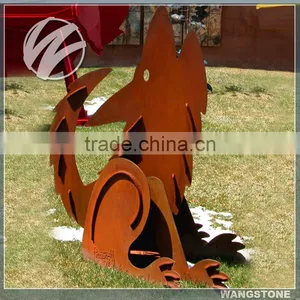 Custom Size Metal Animal Wolf Sculpture for Garden Decoration thumbnail-1