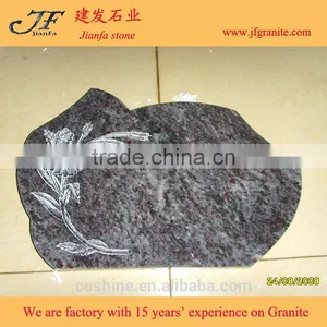 Carved Rose Headstone Black Granite Pet Headstone Tombstone Flower Shape Sculpture thumbnail-1