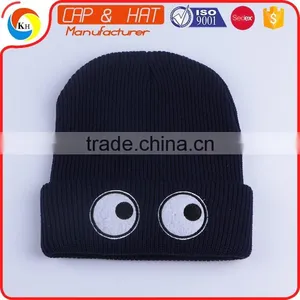 Winter Beanies With Big Eyes Emboridery Unisex Ski Cap thumbnail-1