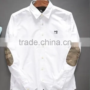 100% Cotton Men Oxford Casual Shirt, Long Sleeve Shirt With Embroidery & Elbow Patch thumbnail-1