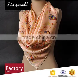 Custom Chinese Supplier' Digital Printing Silk Satin Lady Scarf Square Scarf thumbnail-1