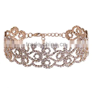 Women Fashionable Rhinestone Gems Choker Necklace for Girls thumbnail-2