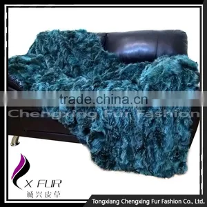 CX-D-87 Home Decora Patchwork Fox Fur Throw Fur Blanket thumbnail-3