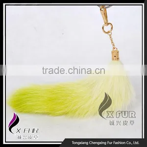 CX-R-34B Wholesale Custom Fashion Dip Dying Fox Fur Metal Keychain thumbnail-2