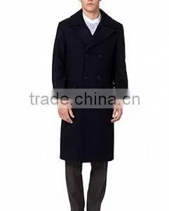 2014 Double-Breasted High Fashion Classical Design Black Lapel Slim Fit Mens Cashmere Men Coat thumbnail-1