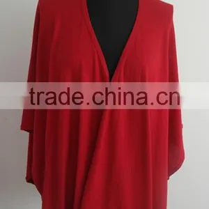 2014 Fashion Ladies Red 100%cotton Poncho Sweater thumbnail-1