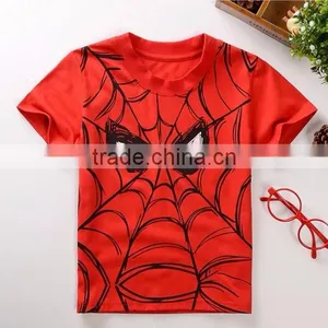 2016 New Style Cotton Spiderman Superman o Neck Short Sleeve Kids T-Shirts Cartoon Printed Children Clothes thumbnail-3