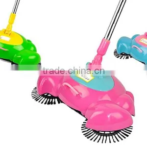 360 Degree Rotation Swirl Dustpan Broom Hand Propelled Floor Sweeper thumbnail-1