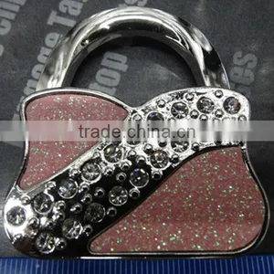 Beautiful Crystal Purse Hanger Bag Hook Handbag Holder With Metal Key Chain thumbnail-1