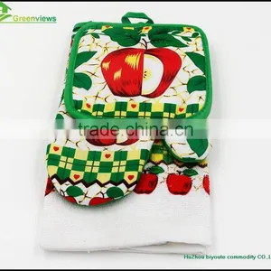 Cheap Potholder Oven Mitt Hotel Hand Towel Kitchen Textile Hot Selling Apron Oven Glove Kitchen Towel Set thumbnail-6