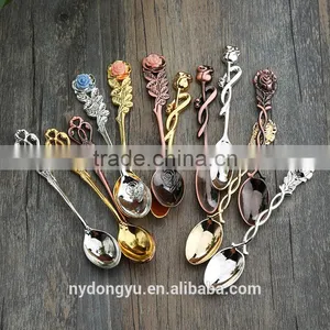 Cutout Rose Vintage Coffee Spoon /muni Zinc Alloy Leaves Ice Cream Spoon and Fork /fancy Dessert Spoon Jam Spoon Dinnerware thumbnail-1