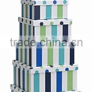 Gift Boxes - Blue Stripes/Spots Sqaure Nest of 6 Square thumbnail-1