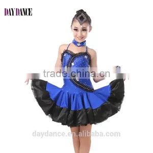 Kids Low Back Sexy Harness Dress Children Girl Ballroom Performance Latin Dance Dress thumbnail-1
