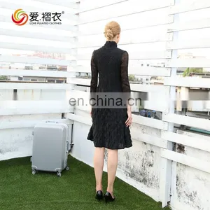 Ladies Elegant Sexy Long Sleeve High Neck One - Piece Black Dresses With See Through Sleeve thumbnail-6
