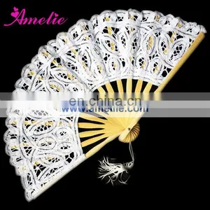8 Inches Cotton Battenburg Lace Small Lace Fan Wedding Favors Gifts Fan thumbnail-6