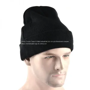 Embroidery Logo Acrylic Knitted Beanie Cap Hat for Man thumbnail-3