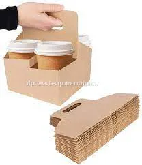 Cardboard Packaging Cup Holders Paper Coffee Cup Carrier With Handle Eco Friendly Drink Holder thumbnail-1