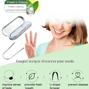 Hot Selling Oral Care Tools 304 Stainless Steel Tongue Scraper for Oral Caring thumbnail-4