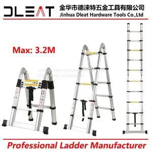 Dleat 2.8m+2.8m Double Aluminum Telescopic Ladder With EN131 thumbnail-2