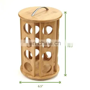 Multifunctional Durable Bamboo 360-degrees Revolving Coffee Pod Holder Nespresso Capsule Rack Organizer Storage thumbnail-5