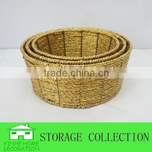 Set of 3 Handwoven Round Cheap Decorative Baskets thumbnail-1
