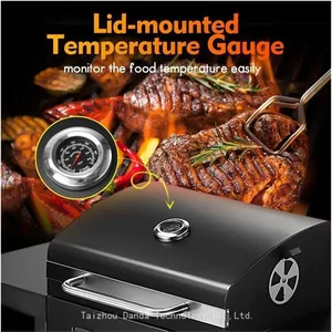 Portable Double-Side Plate BBQ Grill Trolley Easy Cleaning Powder Coated Steel Material Outdoor Garden Camping Smoking Grilling thumbnail-4
