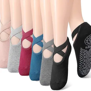 Pilates Socks for Women Barre Yoga Ballet Dance Non-slip Socks With Grip Straps thumbnail-1