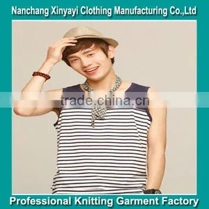 2014 Wholesale Easy Style Clothes /custom Striped Tank Top for Men Clothes From Garment Factory thumbnail-1