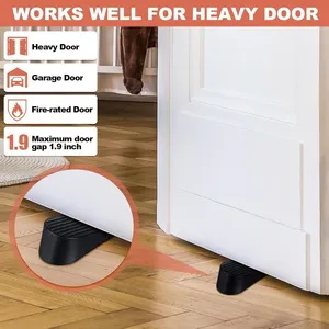 Large Door Stoppers Heavy Duty Rubber Stopper for Bottom of Door Wedge Stopper for Home Office (Black) thumbnail-2