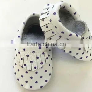 2015 Soft Leather Baby Shoes Crib Moccasins MOQ 50 Pairs/mix 4 Size thumbnail-3