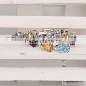2015 China Supplier Fashion Jewelry New Product Wholesale White Plated Natural Color Stone Bracelets for Women thumbnail-4