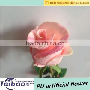 Cheap Price PU Material Artificial Flower Single Rose Bud thumbnail-1