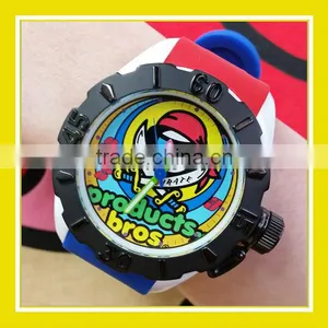2016 Hot Sell Products Bros Pirate Baby Lion Unisex Waterproof PVC Band Rubber Wrist Blue Red Watch thumbnail-1
