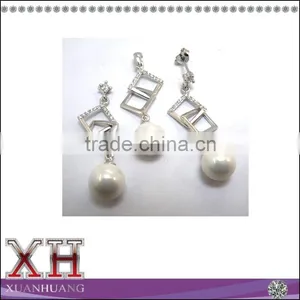 Shinning 925 Sterling Silver Cubic Zircon Fashion Pearl Jewelry Set thumbnail-1