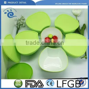Green Petals-shaped Food Grade Plastic Storage Container With Lid thumbnail-1