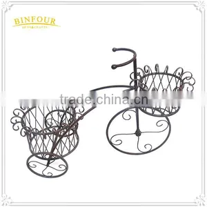 Garden Bicycle Flower Pot Planter Basket Sculpture Iron Metal Flower Stand thumbnail-1