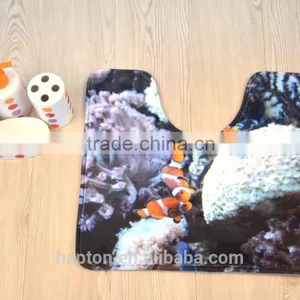 Beautiful Printed 2pcs Set Mat With Anti-slipping Back Fish Design Memory Foam Bathmat thumbnail-2