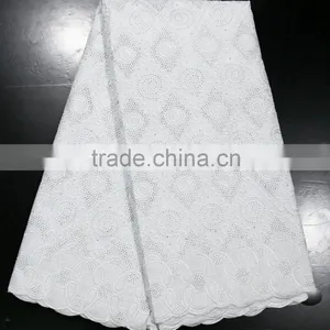 Latest Lace 2015 Embroidered Cotton Voile Fabric Royal Blue Swiss Cotton Lace Fabric thumbnail-2