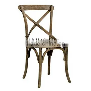 Antique Wood Cross Back Chair thumbnail-1